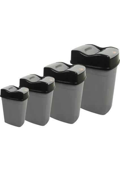 Plastik 4'Lü Girdap Çöp Kovası Set (10-15-25-30 lt)
