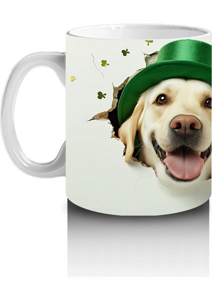 Yeşil Şapkalı Labrador Retriever Figürü - Baskılı Kahve Kupası fiyatları