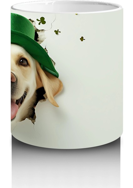 Yeşil Şapkalı Labrador Retriever Figürü - Baskılı Kahve Kupası modelleri