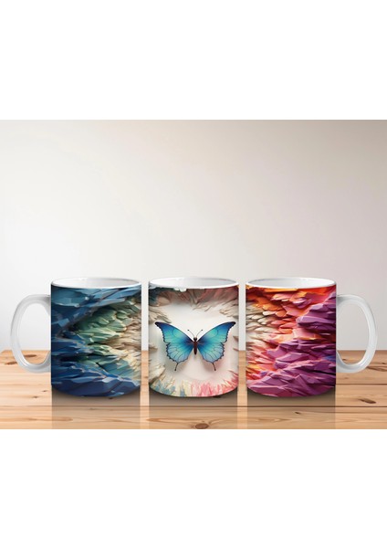 Parlak Işıklarla Çevrelenmiş Mavi Kelebek – Baskılı Kupa indirimleri