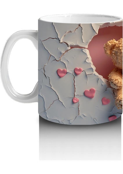 Çatlak Duvar Arasında Sarılmış Iki Peluş Ayıcık - Baskılı Kahve Kupası fiyatları