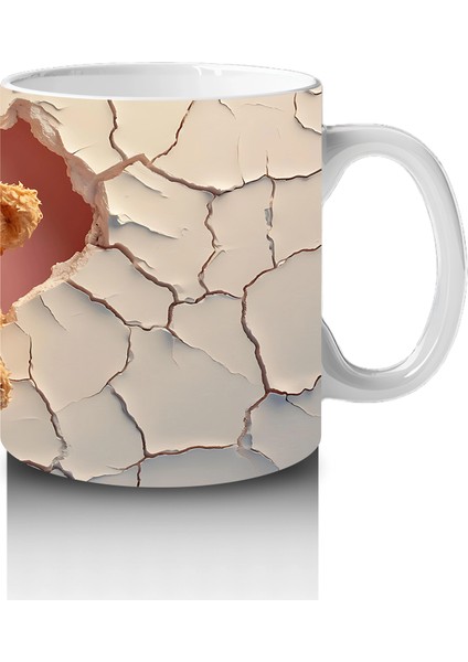 Çatlak Duvar Arasında Sarılmış Iki Peluş Ayıcık - Baskılı Kahve Kupası fırsatları