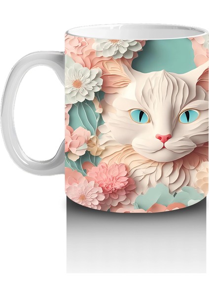 Çiçekli Ayna Efektiyle Yavru Kediler – Baskılı Kahve Kupası fiyatları