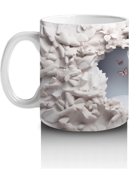 Boynuzlu Geyik ve Kar Temalı Arka Plan – Baskılı Kahve Kupası fiyatları