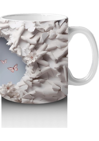 Boynuzlu Geyik ve Kar Temalı Arka Plan – Baskılı Kahve Kupası fırsatları