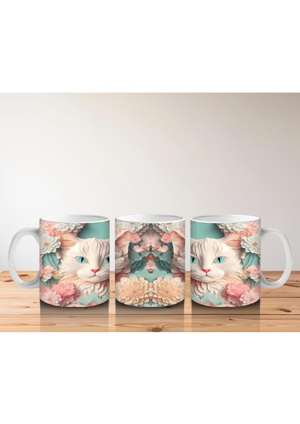Çiçekli Ayna Efektiyle Yavru Kediler – Baskılı Kahve Kupası indirimleri