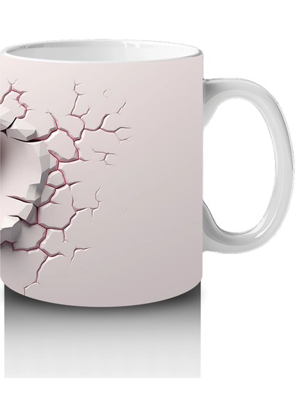 Pembe Kelebek Figürüyle Çatlak Kalp Temalı Tasarım - Baskılı Kahve Kupası fırsatları