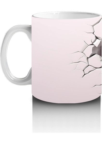 Beyaz Çatlak Duvar Arasında Pembe Yusufçuk – Baskılı Kahve Kupası fiyatları
