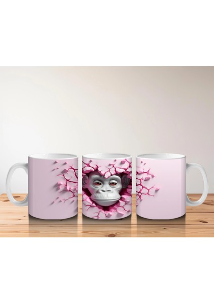 Çatlak Duvar Arasında Bakan Güçlü Goril Figürü - Baskılı Kahve Kupası indirimleri