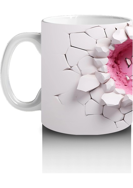 Kırık Seramik Duvar Üzerinde Kalp Şekilli Oyuk - Baskılı Kahve Kupası fiyatları
