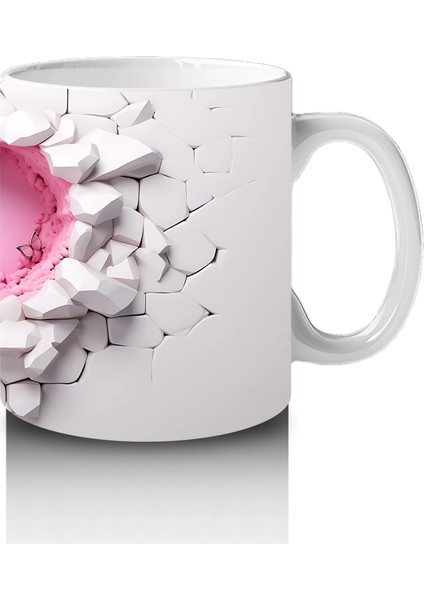 Kırık Seramik Duvar Üzerinde Kalp Şekilli Oyuk - Baskılı Kahve Kupası fırsatları