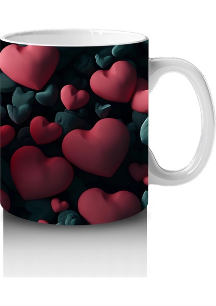 Kalpli Arka Planda Doku Üzerine Konmuş Kırmızı Kelebek - Baskılı Kahve Kupası fırsatları