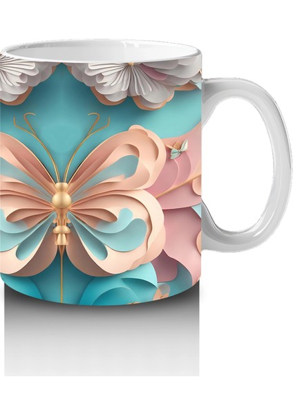 Soft Renklerde Kelebek Mandala Deseni – Baskılı Kahve Kupası fırsatları