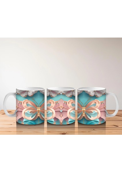 Soft Renklerde Kelebek Mandala Deseni – Baskılı Kahve Kupası indirimleri