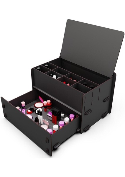 Gri Ahşap Çekmeceli 10 Gözlü Takı ve Makyaj Düzenleyici fiyatları