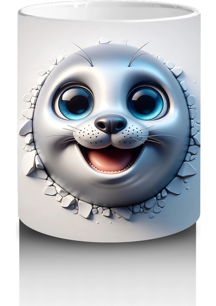 Çatlak Duvar Arasında Sevimli Yavru Kutup Tilkisi - Baskılı Kahve Kupası modelleri