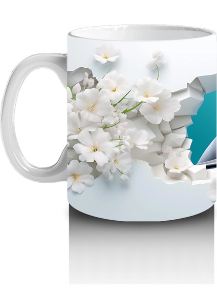 Beyaz Çiçekler Arasında Zıplayan Yunus – Baskılı Kahve Kupası fiyatları