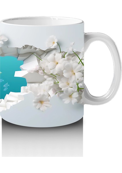 Beyaz Çiçekler Arasında Zıplayan Yunus – Baskılı Kahve Kupası fırsatları