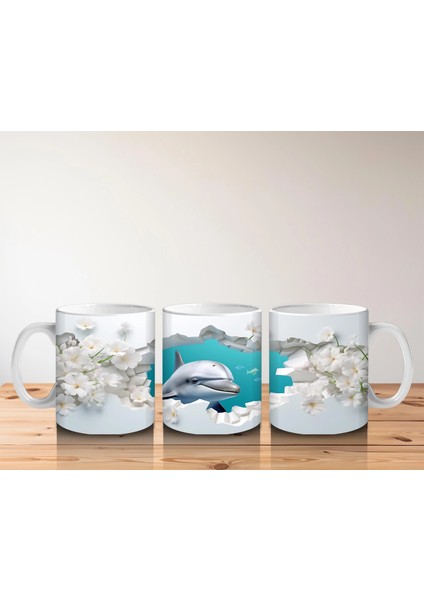 Beyaz Çiçekler Arasında Zıplayan Yunus – Baskılı Kahve Kupası indirimleri