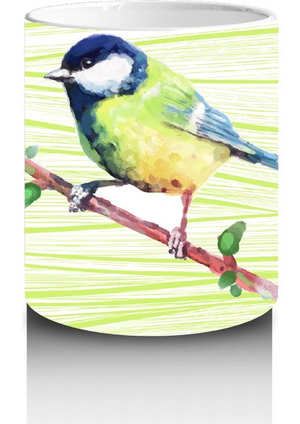 Ince Dallarda Oturan Renkli Kuş – Baskılı Kahve Kupası modelleri