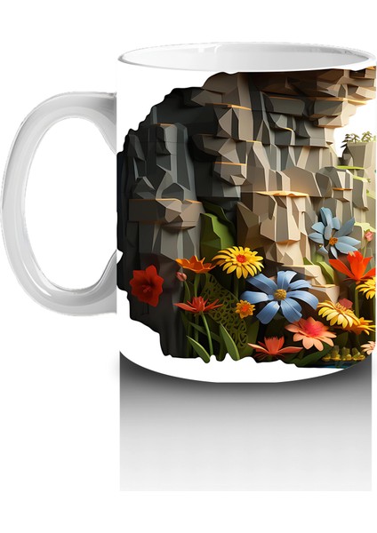 Doğal Kanyon Manzarasında Parlayan Yusufçuk Figürü - Baskılı Kahve Kupası fiyatları