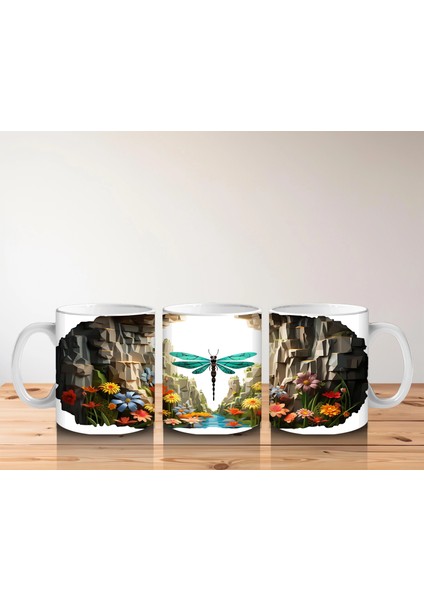 Doğal Kanyon Manzarasında Parlayan Yusufçuk Figürü - Baskılı Kahve Kupası indirimleri