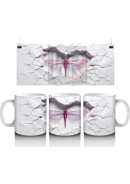 Çatlak Duvar Arasında Mor Kanatlı Yusufçuk – Baskılı Kahve Kupası