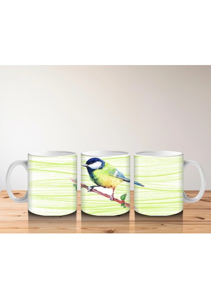 Ince Dallarda Oturan Renkli Kuş – Baskılı Kahve Kupası indirimleri