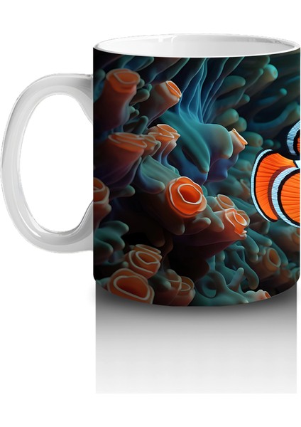 Mavi Mercanlar Arasında Palyaço Balığı – Baskılı Kahve Kupası fiyatları