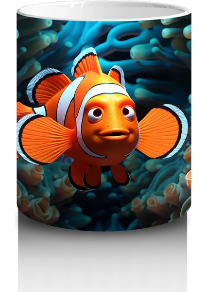 Mavi Mercanlar Arasında Palyaço Balığı – Baskılı Kahve Kupası modelleri