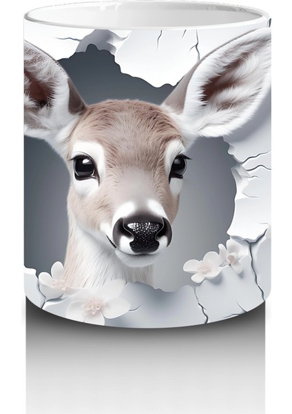 Beyaz Çiçekler Arasında Sevimli Ceylan – Baskılı Kahve Kupası modelleri