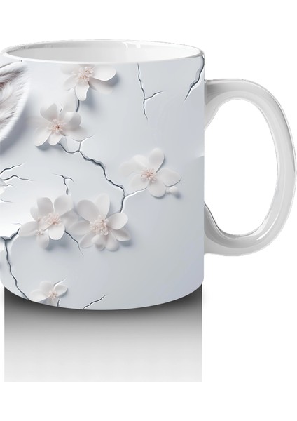 Beyaz Çiçekler Arasında Sevimli Ceylan – Baskılı Kahve Kupası fırsatları