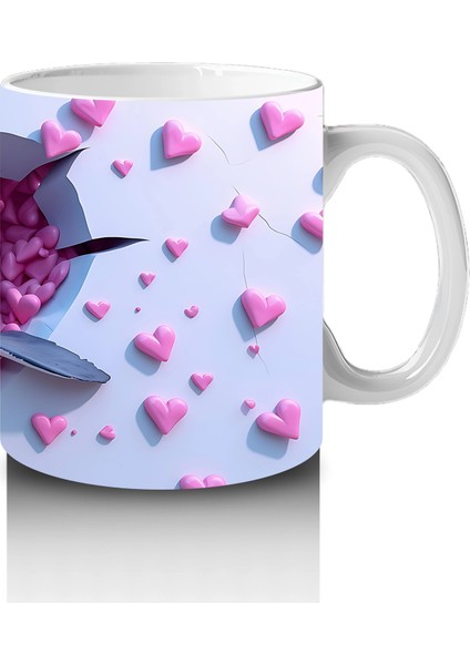 Pembe Kalpli Arka Plan Üzerinde Tatlı Mavi Köpekbalığı - Baskılı Kahve Kupası fırsatları