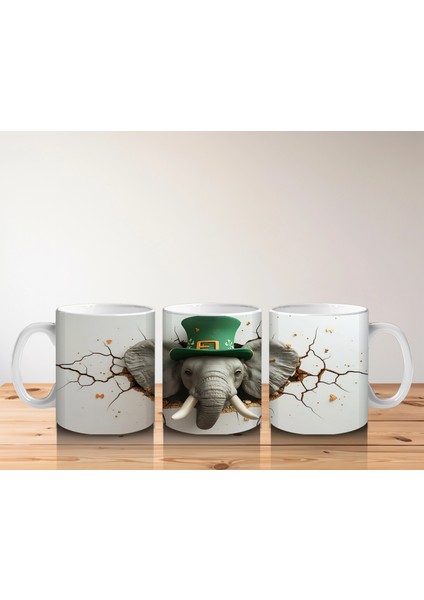 St. Patrick Şapkasıyla Fil Figürü – Baskılı Kahve Kupası indirimleri