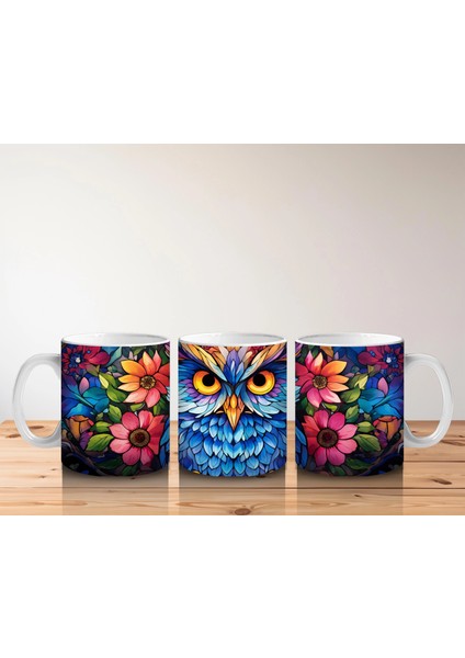 Canlı Renkli Tüyleriyle Baykuş – Baskılı Kahve Kupası indirimleri