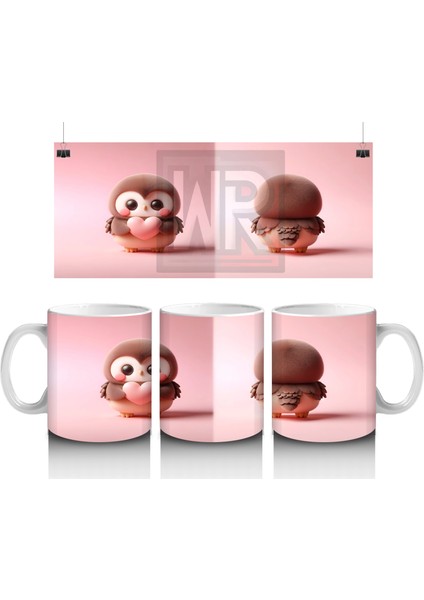 Sevimli Penguen ve Ayıcık Figürü – Baskılı Kahve Kupası