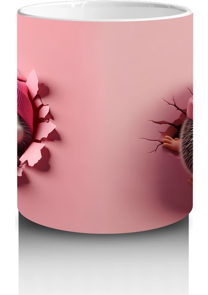 Şapkalı Tatlı Bebek Kirpi ve Peluş – Baskılı Kahve Kupası modelleri