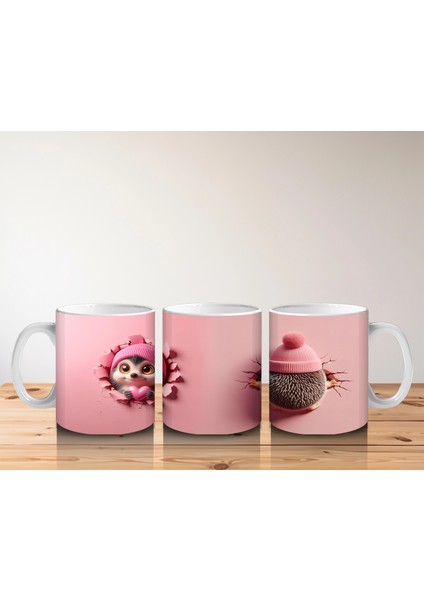 Şapkalı Tatlı Bebek Kirpi ve Peluş – Baskılı Kahve Kupası indirimleri