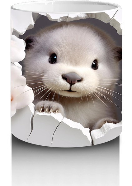 Kiraz Çiçekleriyle Süslenmiş Yavru Samur – Baskılı Kahve Kupası modelleri