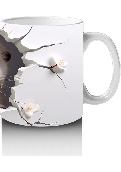 Kiraz Çiçekleriyle Süslenmiş Yavru Samur – Baskılı Kahve Kupası fırsatları