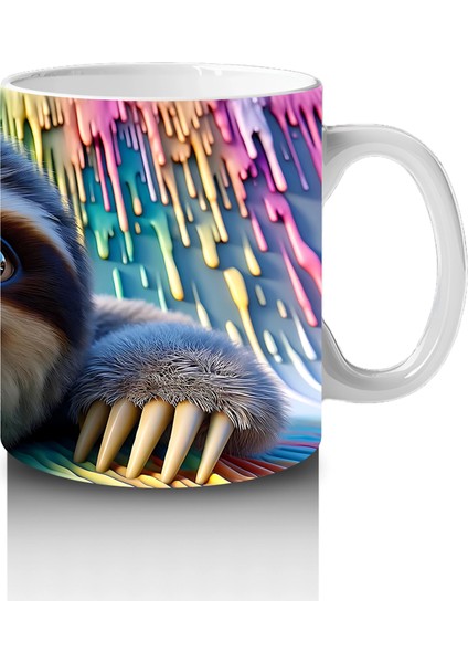 Renkli Fon Üzerinde Mutlu Tembel Hayvan – Baskılı Kahve Kupası fırsatları