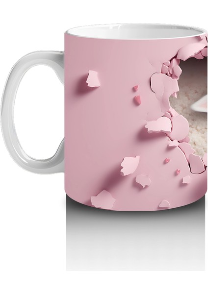 Kalp Desenli Fon Üzerinde Bakan Kuzu – Baskılı Kahve Kupası fiyatları