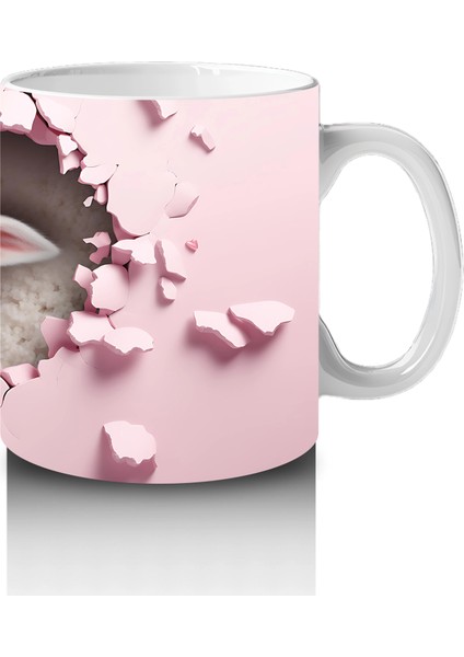 Kalp Desenli Fon Üzerinde Bakan Kuzu – Baskılı Kahve Kupası fırsatları