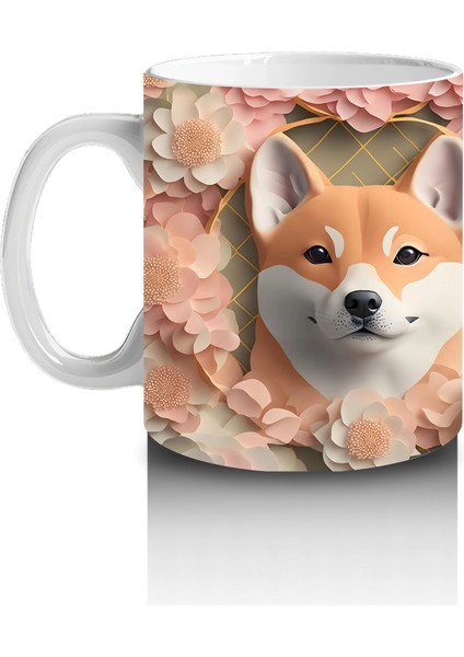 Çiçekler Arasında Neşeli Shiba Inu – Baskılı Kahve Kupası fiyatları