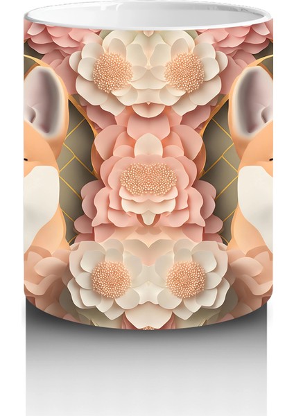 Çiçekler Arasında Neşeli Shiba Inu – Baskılı Kahve Kupası modelleri