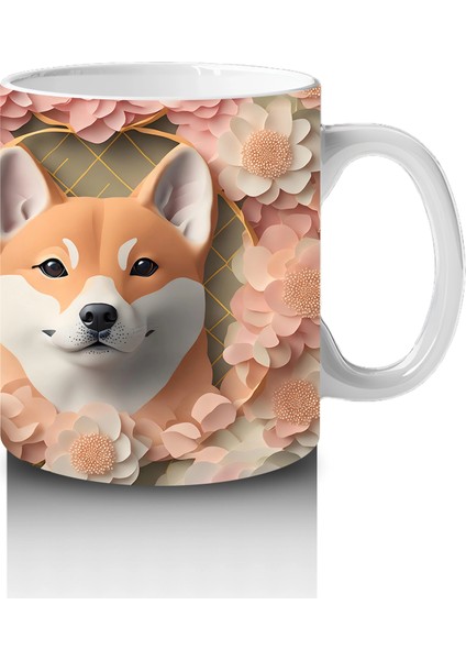 Çiçekler Arasında Neşeli Shiba Inu – Baskılı Kahve Kupası fırsatları