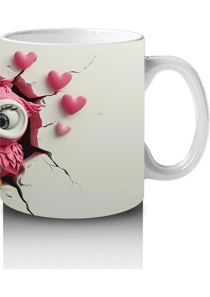 Aşık Baykuş Çifti ve Pembe Kalpler – Baskılı Kahve Kupası fırsatları