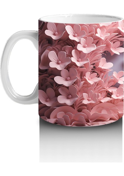 Pembe Yapraklar Arasında Uçuşan Kelebek – Baskılı Kahve Kupası fiyatları