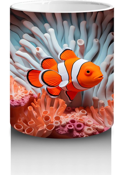 Mercanlar Arasında Yüzen Palyaço Balığı – Baskılı Kahve Kupası modelleri