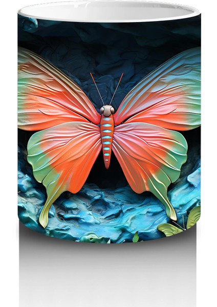 Renkli Gölge Tonlarında Pembe Kelebek – Baskılı Kahve Kupası modelleri